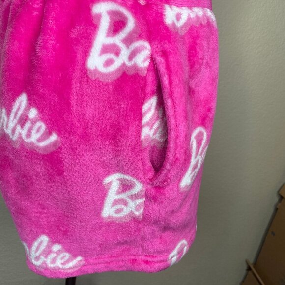 Barbie Women's Soft Pink Fleece Shorts Tie Elastic Waist Barbiecore Comfy Cute M - Picture 4 of 9